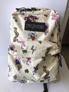JANSPORT YELLOW/MULTI SUPERBREAK PLUS TRADITIONAL TATS LAPTOP/BACKPACK NWT - Picture 1 of 13