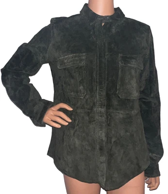 ZARA - CAMISA DE GAMUZA VERDE MANGA LARGA ABOTONADA MUJER GRANDE Foto 1 de 4