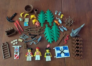 Vintage Lego Pirate Lot of Figures, Shark, Flag, Weapons, Treasure and MORE - Picture 1 of 5