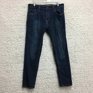 Fox Jeans 34x32 Mens Blue Dagger Slim Fit Stretch Straight Leg Dark Wash Denim - Picture 1 of 13