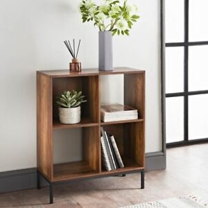 Tromso 2 Tier 4 Cube Rustic Wooden Bookcase Shelving Storage Display Shelves New