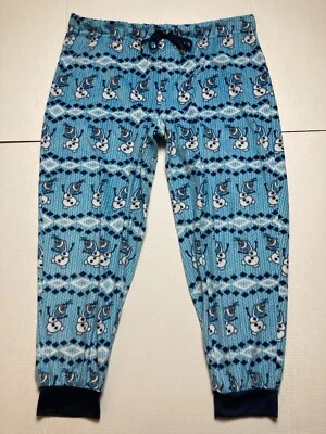Disney Frozen Olaf Boys XL 16 18 blue snowman plush fleece cuffed pajama pants - Image 1 of 4