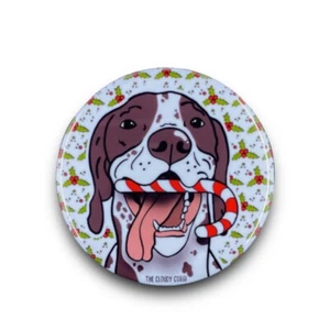 German Shorthaired Pointer Candy Cane Pinback Button Badge Handmade Gift 2.25" - Picture 1 of 13