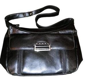 Hush Puppies Black Leather Shoulder Purse Good Condition SEE NOTES Clean Nice - Picture 1 of 12