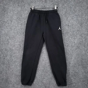 Jordan Jogger Boys M Medium Black Sweatpants Fleece Elastic Waist Drawstring - Picture 1 of 10