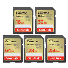 SANDISK EXTREME 180MBs SD SDHC SDXC MEMORY FLASH CARD 256GB 128GB 64GB 32GB 16GB