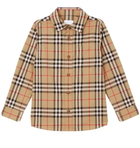 Authentic Burberry Children Boys Nova Check Plaid Button Down Shirt Size 10Y - Picture 1 of 8