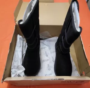 NUEVAS EMU Botas Australianas de Lana Merino W90014 Para Mujer 5W Botón de Cadera Negro Negro Noir - Imagen 1 de 4