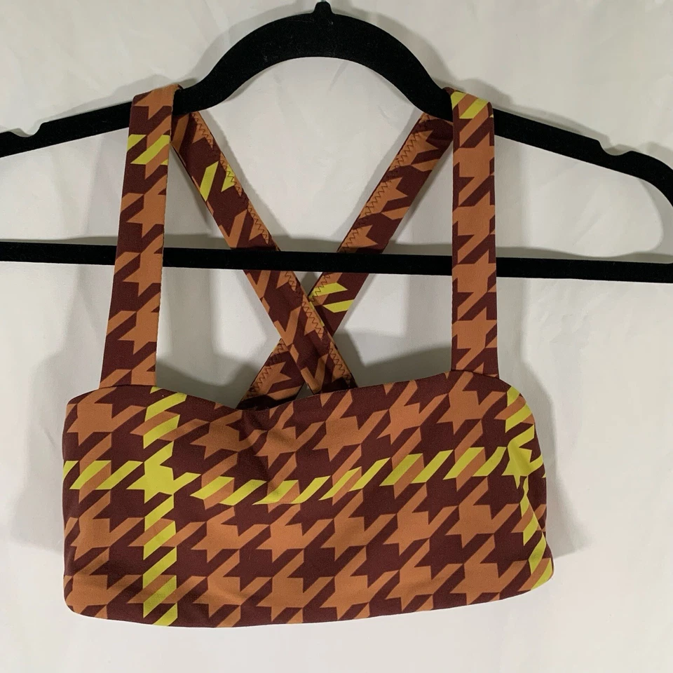 Offline by Aerie Bralette XS Marrón Estampado Cruz Espalda Tirar Elástico Foto 1 de 4