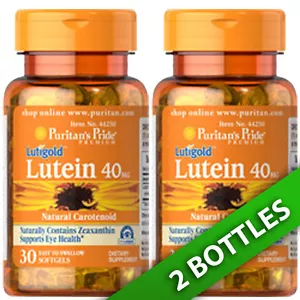 Puritan's Pride Lutigold Lutein 40 mg with Zeaxanthin 2X 30 or 1x60 Softgels - Picture 1 of 2