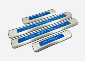 VOLVO XC90 2016 - 2021 DOOR SILL SCUFF PLATES STAINLESS STEEL (BLUE) VV031 - Picture 1 of 2