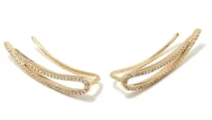 Escalador de orejas Meher's Jewelry oro amarillo 14K de 0,28 quilates de diseño abierto diamante blanco - Imagen 1 de 2