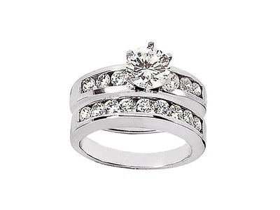 Genuine 1.50Ct Round Cut Diamond Engagement Ring Set Solid 10k Gold KL I1 - Image 1 of 3