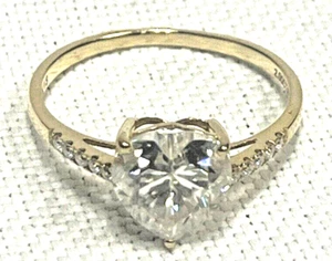 Schöner massiver 18k Gelbgold herzförmiger 2 TCW Moissanit Verlobungsring s7 - Bild 1 von 14