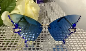Gafas de sol de lujo con mariposa de diamantes para mujer vintage brillantes sin montura - Imagen 1 de 5