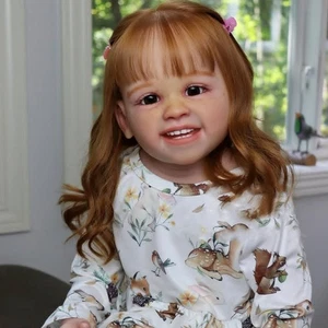 30in Reborn Baby Doll Painted Toddler Girl Cloth Body Long Hair Handmade Gift - Bild 1 von 2