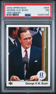 2009 Upper Deck George H.W. Bush PSA 7 SSP 1989 Design #804 President SP Rare - Image 1 of 2