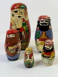 Vintage Weihnachten Santa Pirat verschachtelte Puppen authentische Modelle Y2K 90er 5 Stck. - Bild 1 von 8