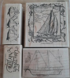 2004 Stampin Up SET SEGEL Gummistempel 4er Set Segelschiffe Boot unbenutzt  - Bild 1 von 2