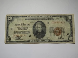 Billete de $20 1929 Philadelphia PA moneda nacional Reserva Federal billete de banco F - Imagen 1 de 3