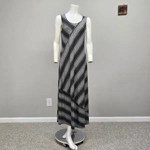 Chalet et Ceci Midi Dress Small Stripe Bamboo Blend Lagenlook Minimalist Artsy - Picture 1 of 7