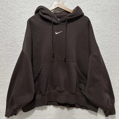 Sudadera con Capucha Nike Marrón Ropa Deportiva Phoenix Polar Gran Tamaño Swoosh Central Talla 2XL Foto 1 de 4