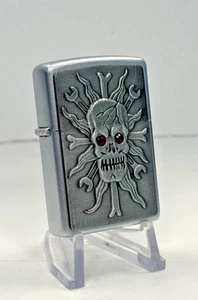 GENUINE Zippo Lighter WRENCHING HEADACHE Swarovski Crystals Satin Chrome NEW - Picture 1 of 10
