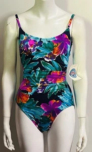 Monte Carlo Beach Club One Piece Floral Swimsuit Size 10 Nwt - Picture 1 of 8