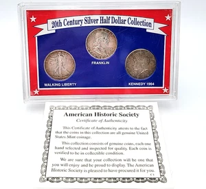 Silver Half Dollar 1944 Walking Liberty 1958 Franklin 1964 Kennedy COA Lot.H104 - Picture 1 of 11