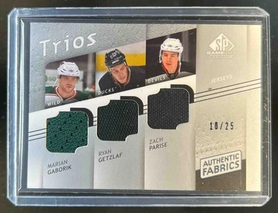 2008-09 SP Game Used Marian Gaborik Ryan Getzlaf Zach Parise Trios Jersey #/25 - Image 1 of 2