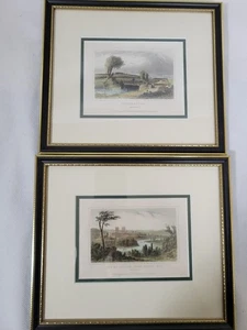 2 Antique Prints Framed Exeter Winchester Coloured Dugdales England Rare Props - Picture 1 of 16