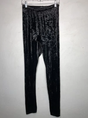 DKNY Crushed Velvet Leggings 90s Vintage Black Large - Image 1 of 4