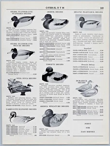 Folleto publicitario impreso Duck Decoys 1966, Goose Decoys - Imagen 1 de 2