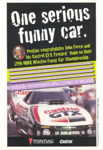 "John Force" 1996 "Castrol GTX" Olds Cutlass NITRO Funny Car USA Today HANDOUT! - Bild 1 von 2