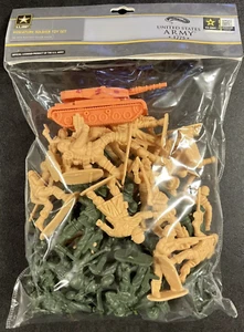 NEW 50 Piece U.S. Army Miniature Green & Tan Plastic Soldier Toy Set w/ Tank - Picture 1 of 7