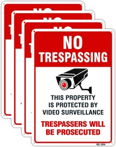 Large Video Surveillance Signs Outdoor,No Trespassing Sign Aluminum 10x14 Inch U - Picture 1 of 12