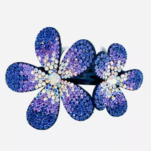 Handmade Leather Hair Comb made with Swarovski Crystal Hairpin Twist Purple AB - Picture 1 of 6