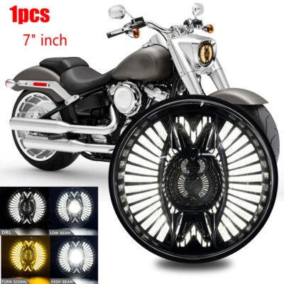 7" Inch LED Headlight Hi-Lo Beam Projector DOT for Harley-Davidson Fat Boy FLSTF Foto 1 de 4