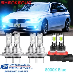 For BMW 328i 2007-2016 Bulbs LED Headlights High/Low Beam + Fog Light Blue 8000K - Picture 1 of 12