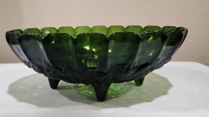 Indiana Carnival Glas große ovale Obstschale mit Fuß grüne Ernte Traube - Bild 1 von 8