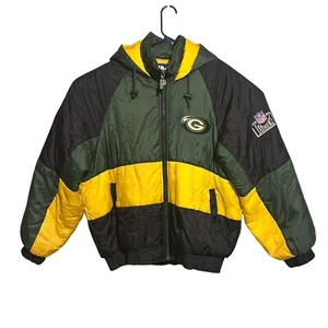 Vintage Green Bay Packers Pro Player Puffer Jacket NFL Football Mens Sz XL Rare - Picture 1 of 12