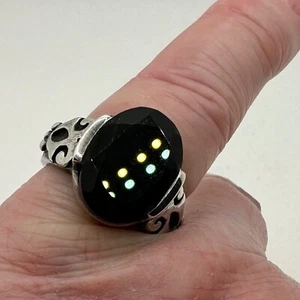 Anello Silpada Argento Sterling Calcedonio Nero Onice Misura 8 R1410 Ritirato Ovale 925 - Foto 1 di 6