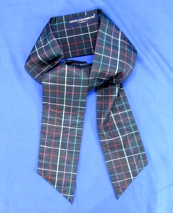 GINNIE JOHANSEN Navy/Multi PLAID SILKY Nylon Satin NECK TIE/HAIR BOW SCARF - Picture 1 of 3