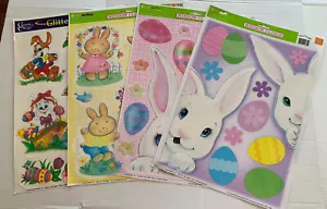 Impact Easter Bunny Lot Of 4 Window Cling Decorations - Picture 1 of 5