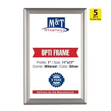 Opti Snap Poster Frame 1" Aluminum Front Loading 11x17 Silver - (5 Pack)