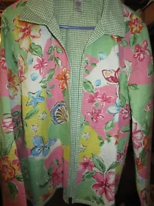 Women's Appleseeds Open Front Jacket, Spring, Beach, Floral, Sz 18, VGUC - Picture 1 of 7
