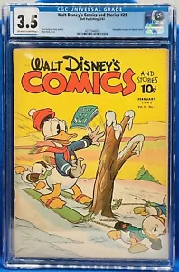 WALT DISNEY’S COMICS AND STORIES #29 (1943) INSIGNIA DE GUERRA DE DISNEY - **CGC 3.5** - Imagen 1 de 7