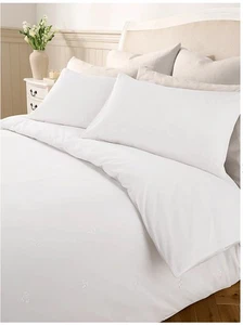 Stacey Solomon White Daisy Embroidered 100% Cotton Single Duvet Set BN - Picture 1 of 4