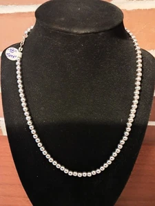 Italien 925 Sterling 5 mm Perle Kugel Kette Glieder Halskette 18" lang 27,4 Gramm - Bild 1 von 6