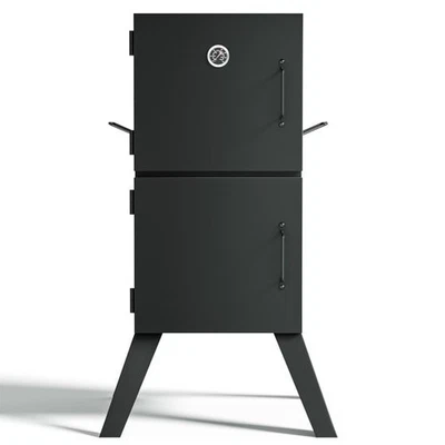 美国库存垂直炭烟烧烤架,内置温度计,便携式 — 第 1/4 张图片